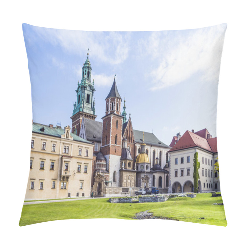 Personality  Wawel Castle On Sunny Day With Blue Sky And White Clouds Pillow Covers