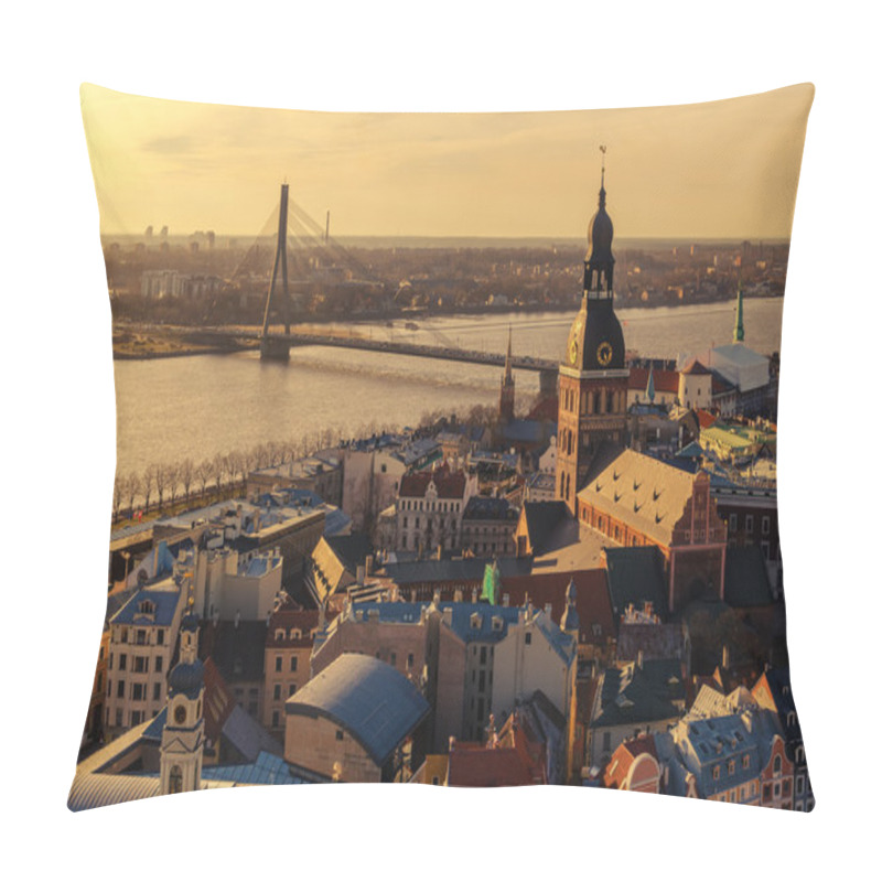 Personality  Riga, Latvia: Aerial View Of Old Town Pillow Covers