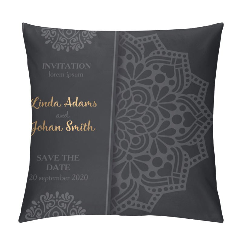 Personality  Vector Luxury Wedding Invitation With Mandala Pillow Covers