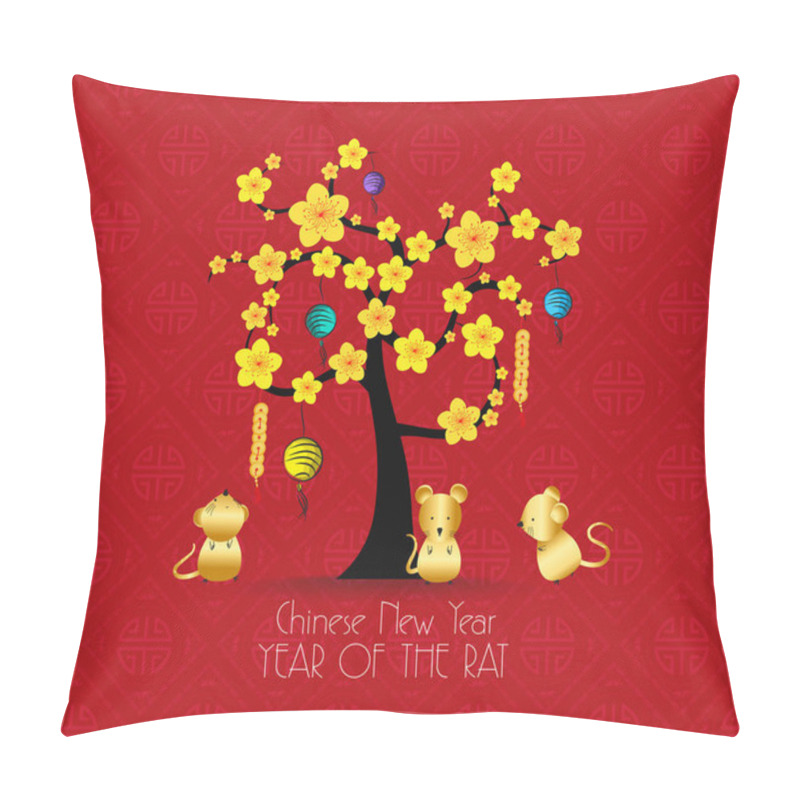 Personality  Tree Design For Chinese New Year Celebration. Year Of The Rat Pillow Covers