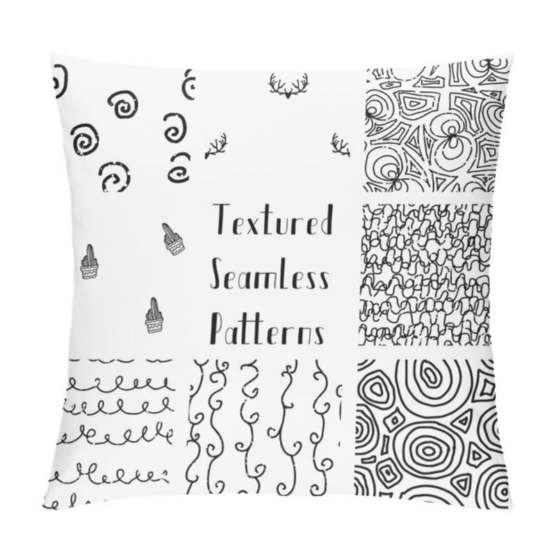 Personality  Abstract Hand Drawn Grunge Textured Seamless Patterns Pillow Covers