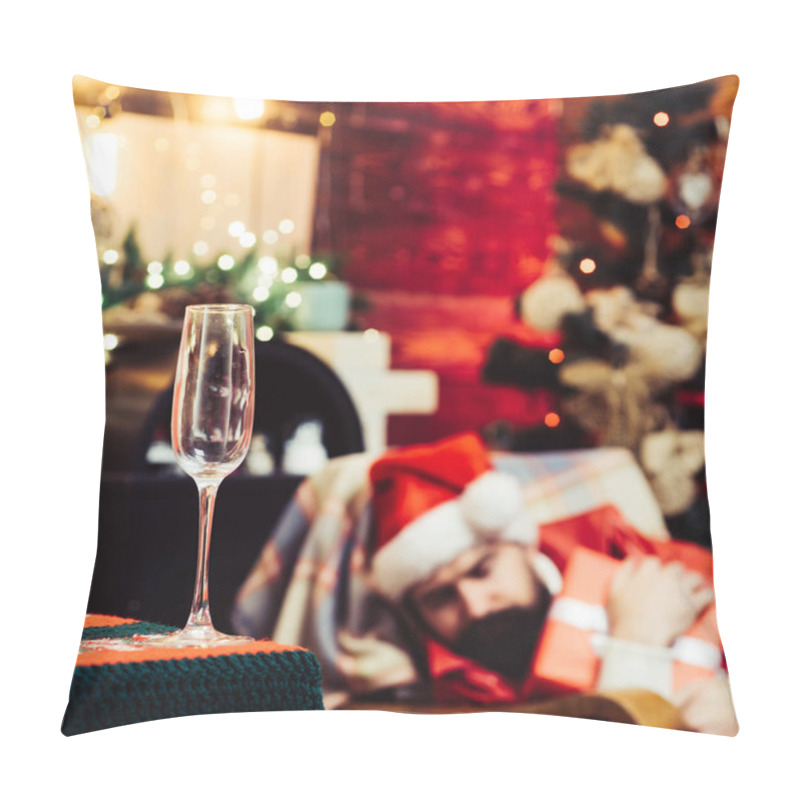 Personality  Wine Champagne. Festive Champagne. New Year Mood. Christmas Celebration Holiday. New Year Party. Santa Drunk. Pillow Covers