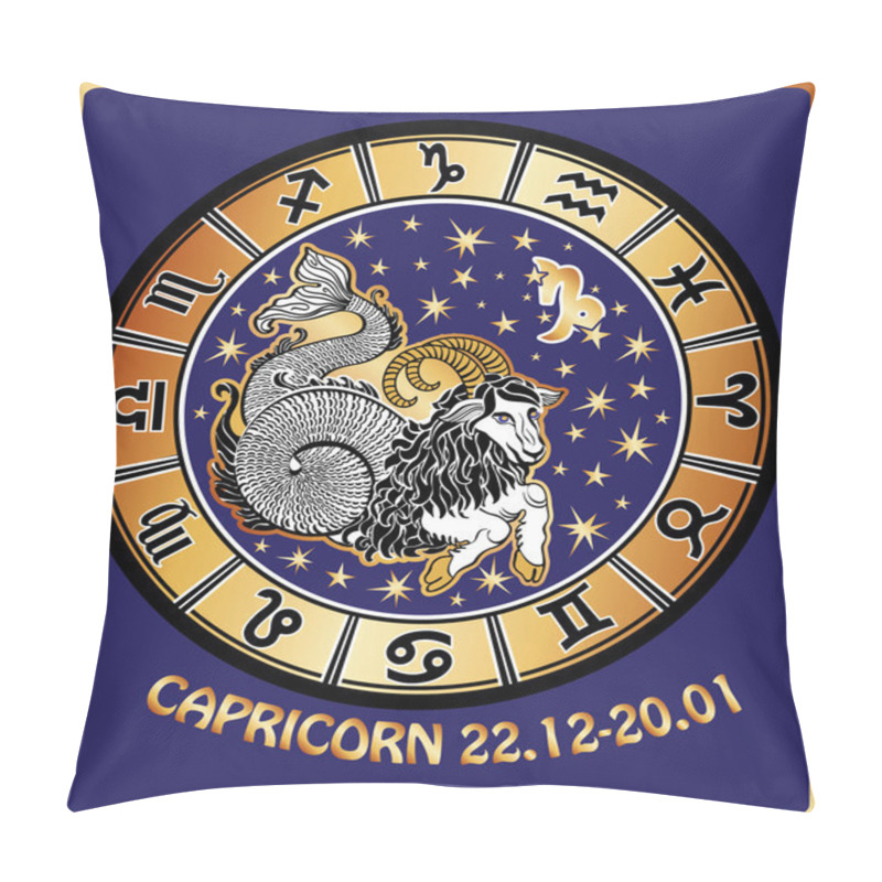 Personality  Capricorn Zodiac Sign.Horoscope Circle.Retro Pillow Covers