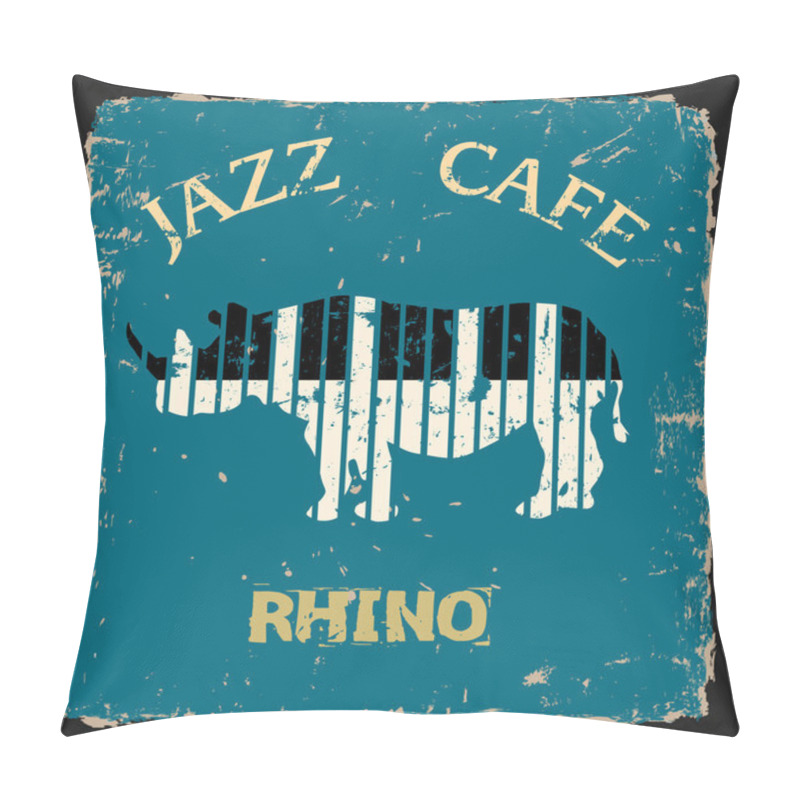 Personality  Musical Rhino. Conceptual Vector Pillow Covers