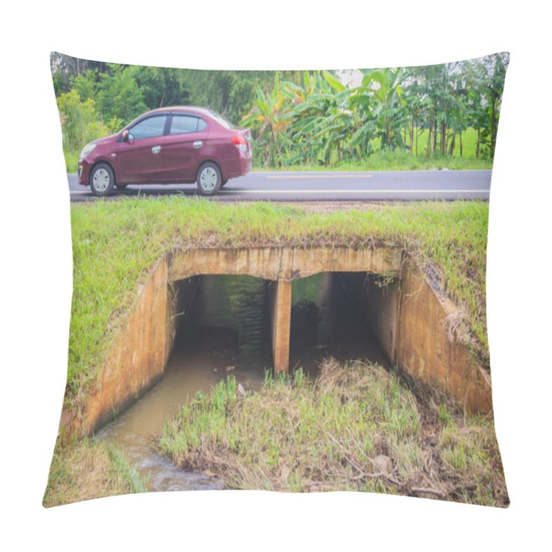 Personality  Reinforced Concrete Box Culverts Under The Asphalt Road. Box Culvert Is A Structure That Allows Water To Flow Under A Road, Railroad, Trail, Or Similar Obstruction From One Side To The Other Side. Pillow Covers