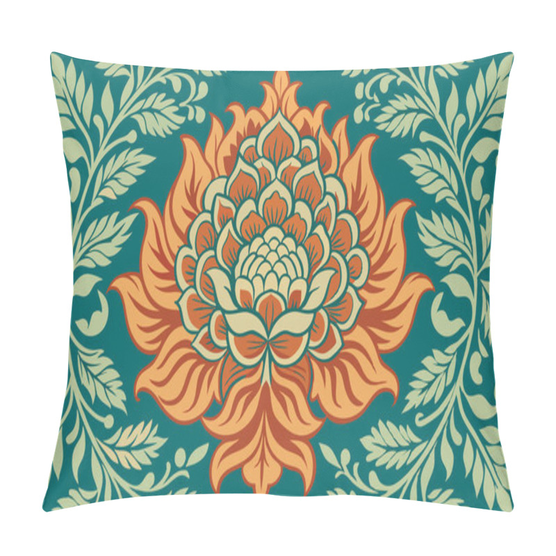 Personality  Boho Floral Damask Repeat Pattern - Elegant Block Print Design Vector For Stylish Decor. Pillow Covers