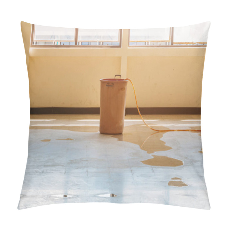 Personality  Water Leak Drop Interior Office Building In Red Bucket  Pillow Covers