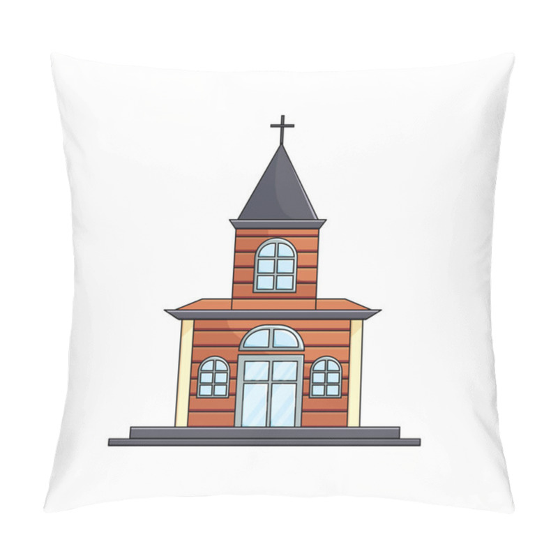 Personality  Wooden Church With Cross On Roof Over Empty Background Pillow Covers