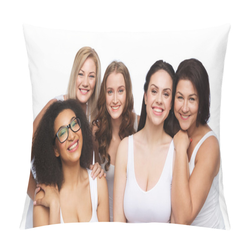 Personality  Group Of Happy Different Women In White Underwear Pillow Covers