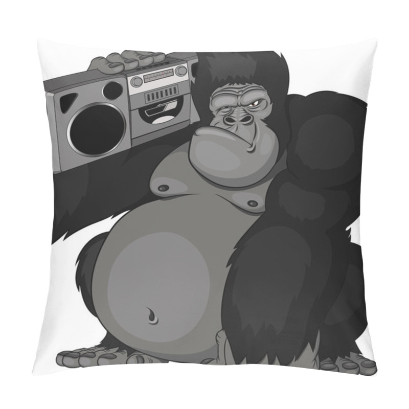 Personality  Illustration Of A Monkey With Radio Pillow Covers