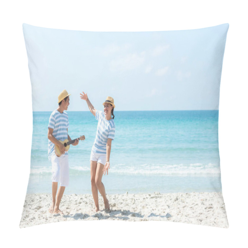 Personality  Romantic Family Asian Couples Lover Relax And Dance Music Enjoy For Honeymoon In Luxury Resort Near The Beach In Summer Holiday.  Tourism Travel Destination Leisure Tropical Island. Travel Trips Concept. Pillow Covers