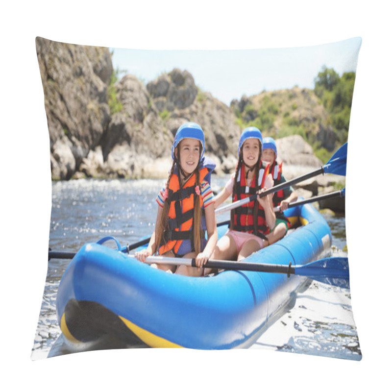 Personality  Little Children Kayaking On River. Summer Camp Pillow Covers