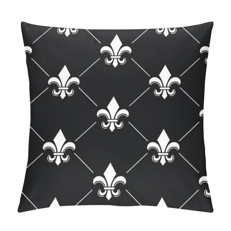 Personality  Fleur De Lis Pattern On Black Pillow Covers