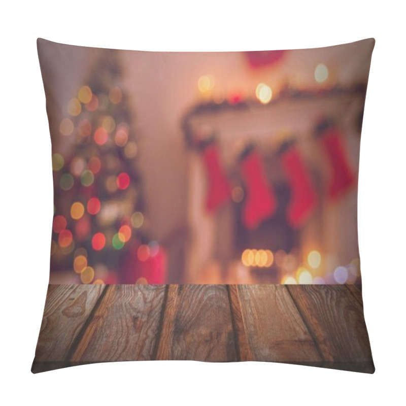 Personality  Wooden Floor With Christmas Theme Background Pillow Covers