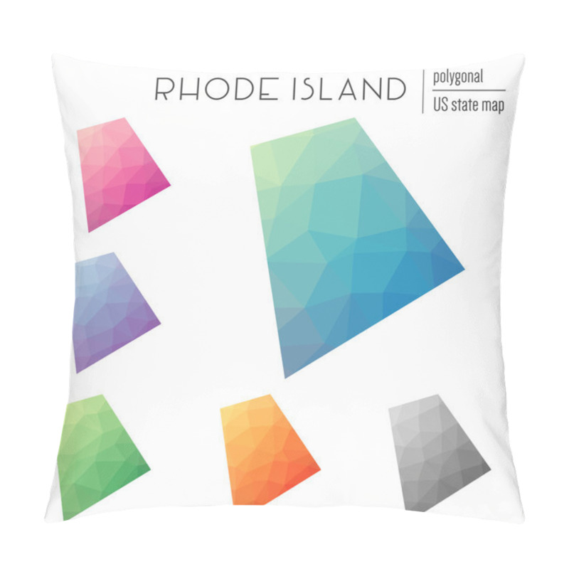 Personality  Set Of Vector Polygonal Rhode Island Maps. Pillow Covers