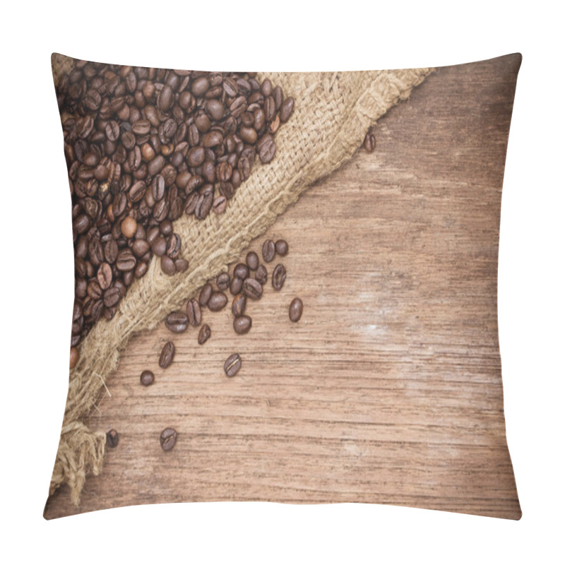 Personality  Fresh Coffee Beans On Wood Background Pillow Covers