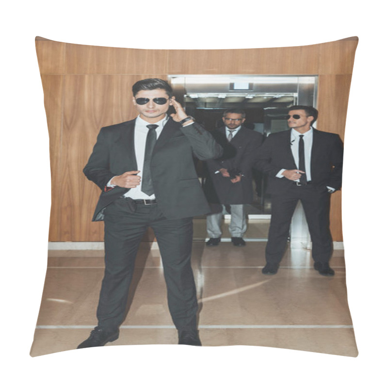 Personality  Bodyguards Waiting For Businessman Going Out From Elevator Pillow Covers