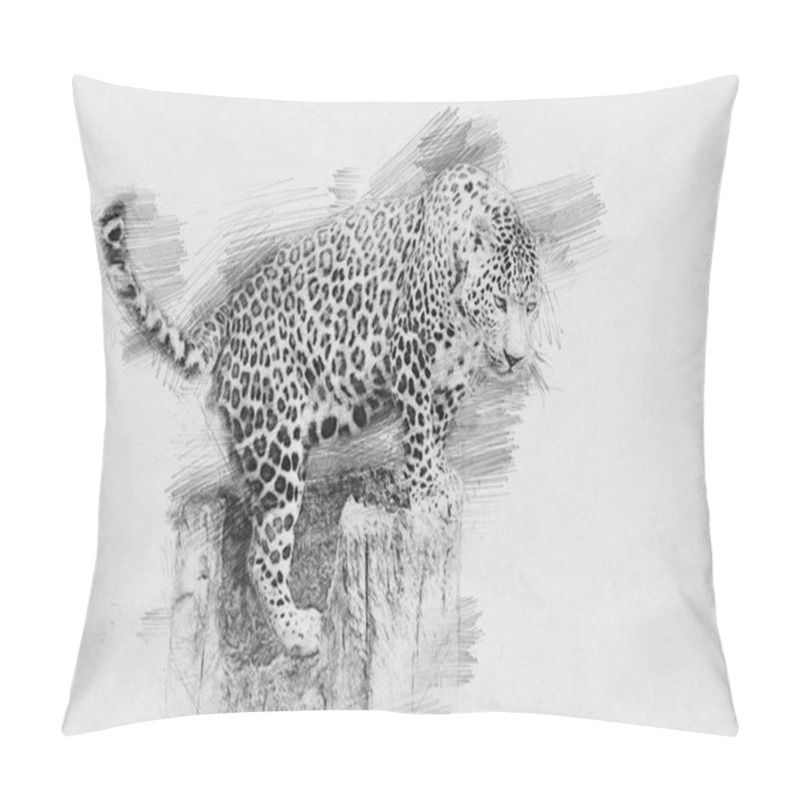 Personality  Leopard. Sketch With Pencil Pillow Covers