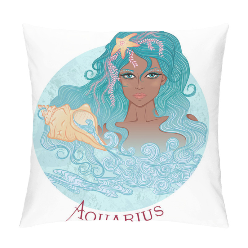 Personality  Astrological Sign Of Aquarius As A Beautiful African American Gi Pillow Covers