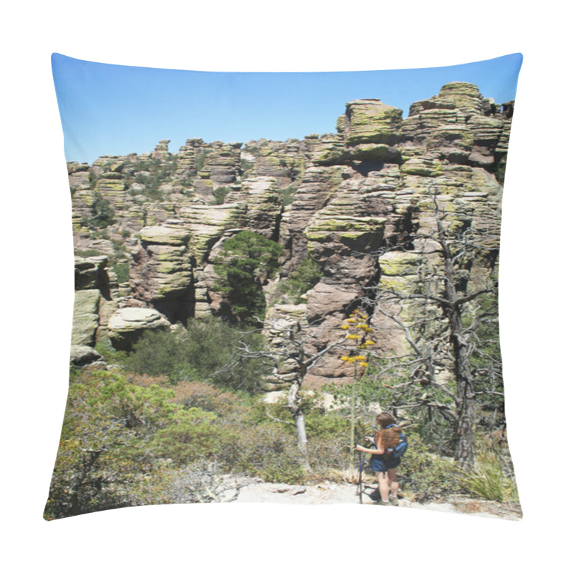 Personality  A Woman Dwarfed By 'Standing Up Rocks' Pillow Covers