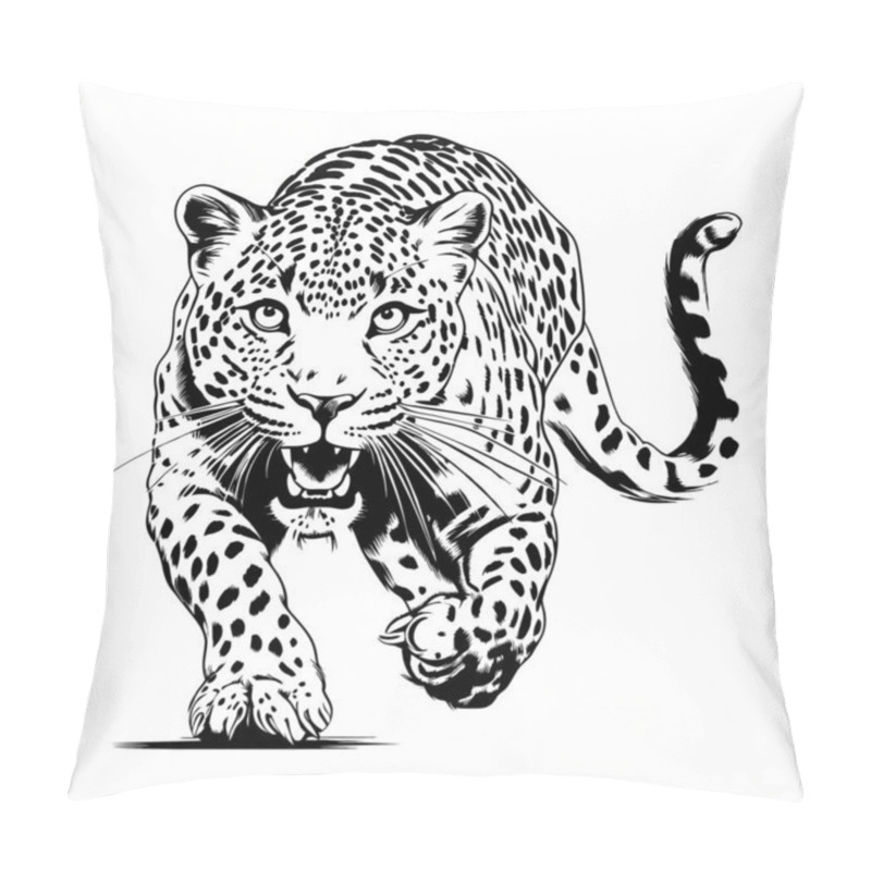 Personality  Attack Leopard Lines Illustration. Abstract Vector Leopard On The White Background. Ai Generated Illustration. Pillow Covers