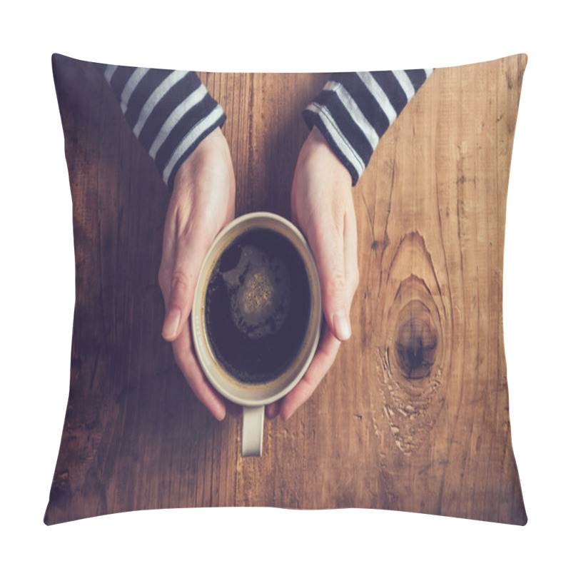 Personality  Lonely Woman Drinking Coffee In The Morning Pillow Covers