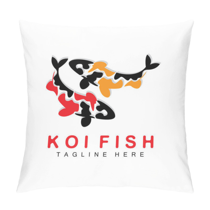 Personality  Koi Fish Logo Design, Chinese Lucky And Triumph Ornamental Fish Vector, Company Brand Gold Fish Icon Pillow Covers