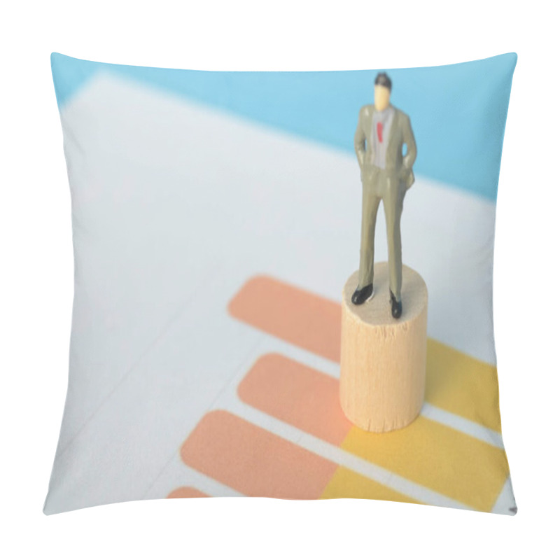 Personality  Businessman Analyzing Fluctuating Paper Graph: Insights And Challenges In Market Trends Pillow Covers