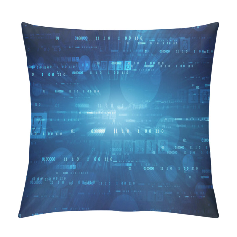 Personality  Binary Code Background, Digital Abstract Technology Background, Flowing Number One And Zero Text In Binary Code Format In Technology Background. Digital Abstract Technology Background Pillow Covers