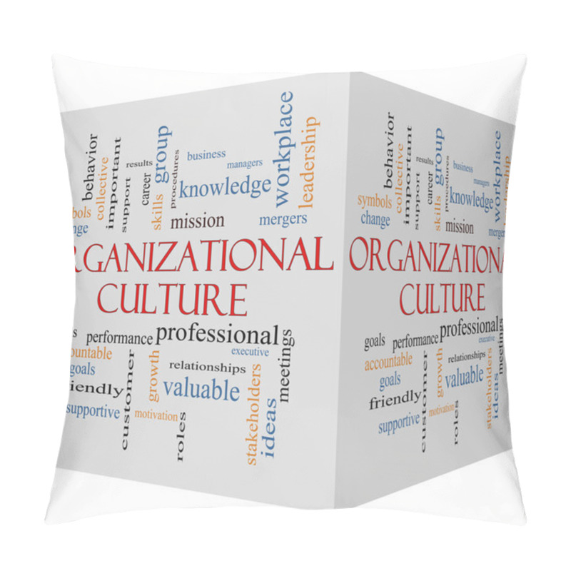 Personality  Organizational Culture 3D Cube Word Cloud Concept Pillow Covers