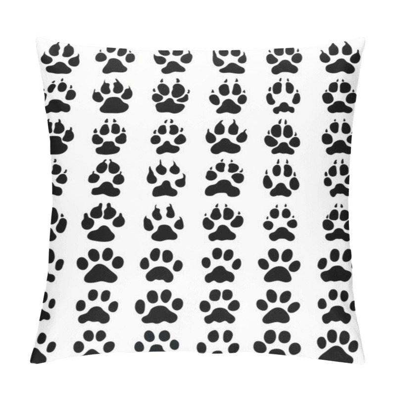 Personality  Black Print Of Paws Of Dogs And Cats On White Background Pillow Covers