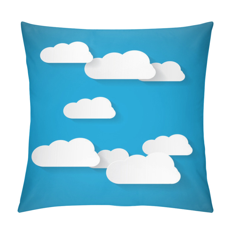 Personality  Vector Clouds Cut From Paper On Blue Sky Background Pillow Covers