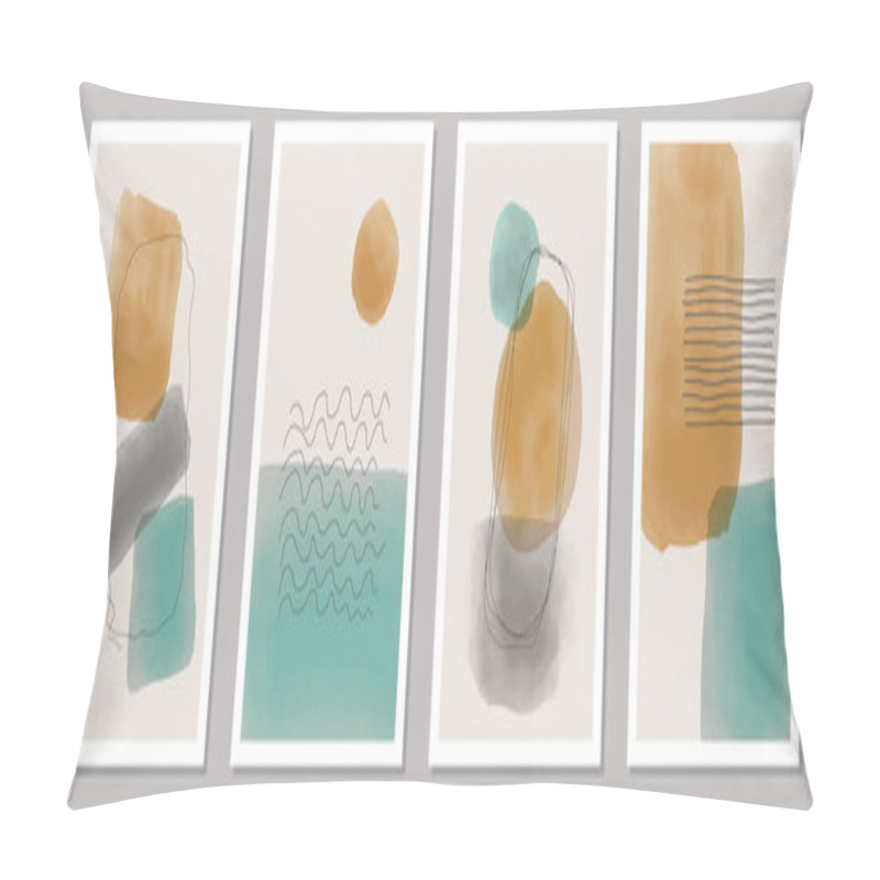 Personality  Trendy Set Of Abstract Creative Minimal Artistic Hand Painted Compositions Pillow Covers