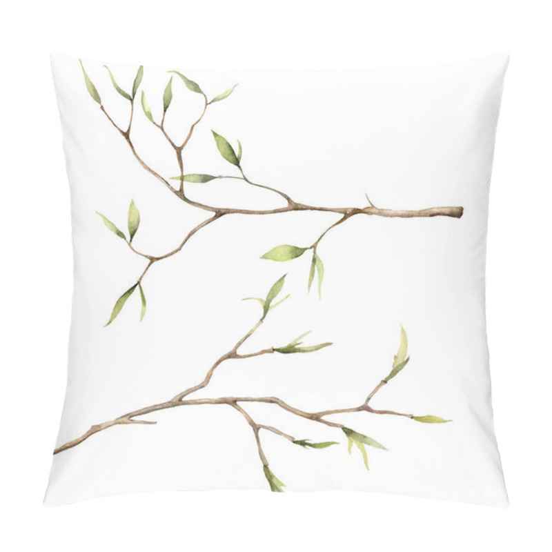 Personality  Watercolor Spring Set With Branches For Easter. Hand Painted Tree Thin Branches And Buds Isolated On White Background. Floral Illustration For Design, Print, Fabric Or Background. Botanical Set. Pillow Covers