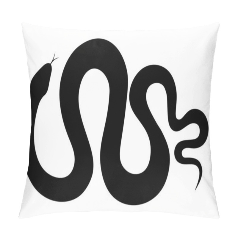 Personality  Black Silhouette Of A Twisted Snake Isolated On A Transparent Background. Symbol Of 2025 Chinese New Year. Vector Illustration. Pillow Covers