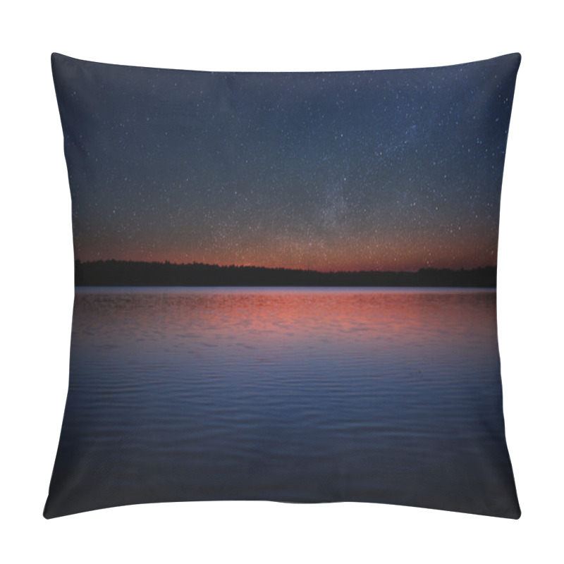 Personality  Sunset Over Calm Lake With Real Stars In The Sky Pillow Covers