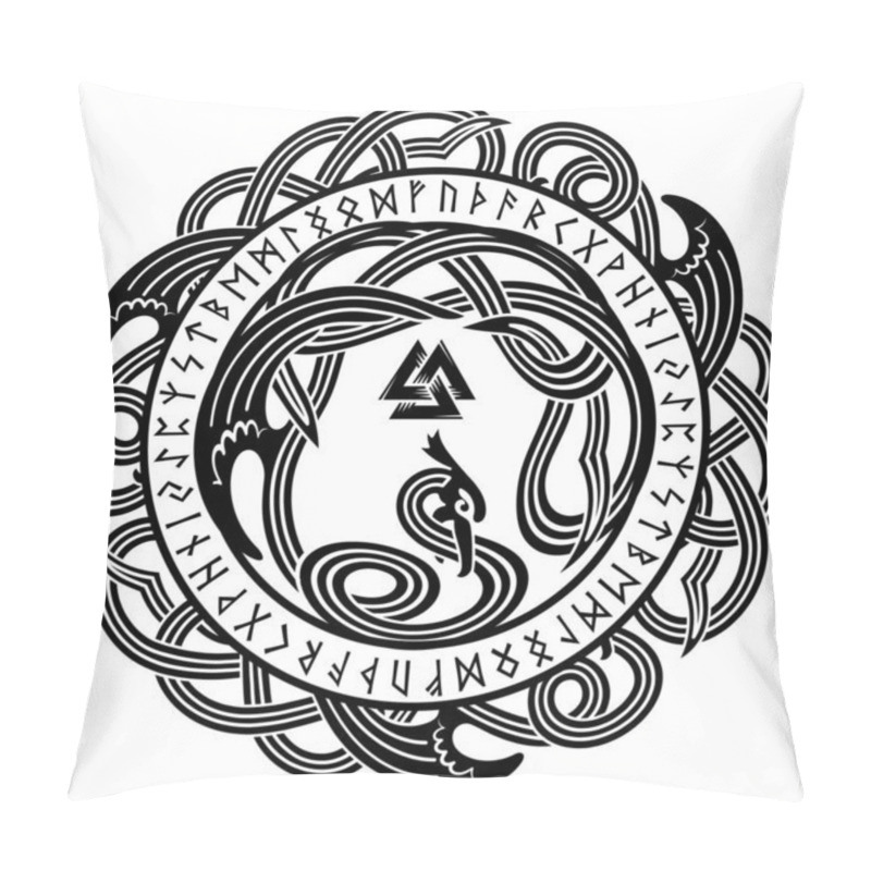 Personality  Ancient Celtic, Scandinavian Pattern, Scandinavian Knot - Work Illustration And Runes - Old Norse Alphabet Pillow Covers