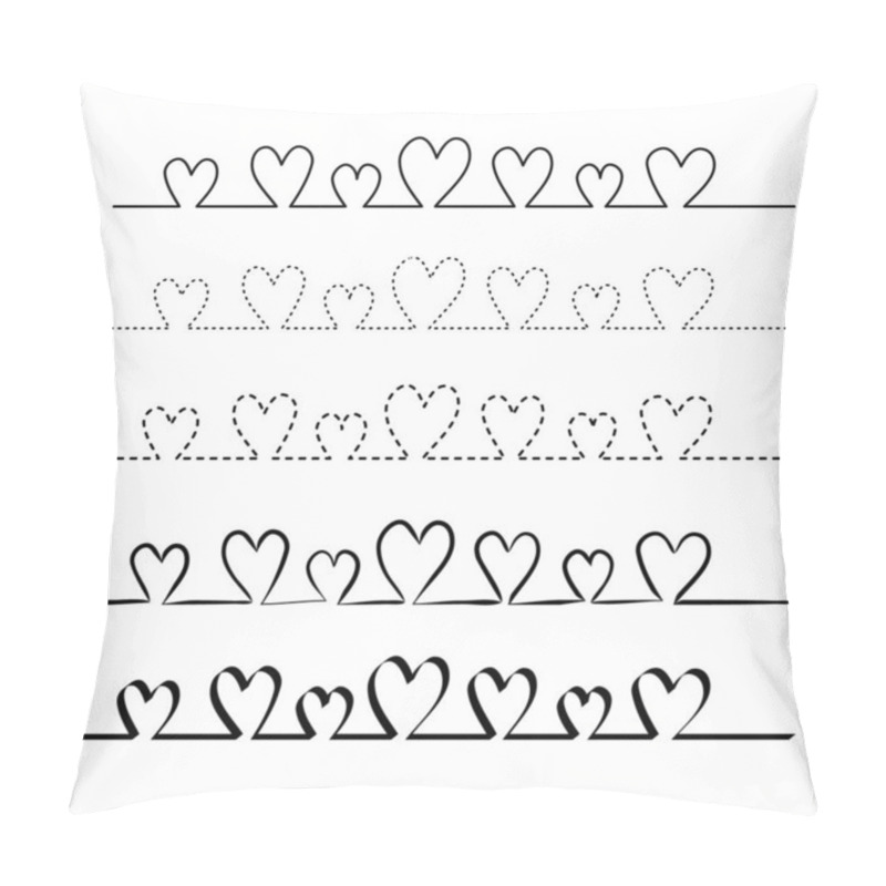 Personality  Simple Heart-shaped Lines. Line Art On The Theme Of Love, Weddings And Valentine's Day. Black Contours Of Hand-drawn Hearts On A White Background. Dotted Outline Of The Heart. Pillow Covers