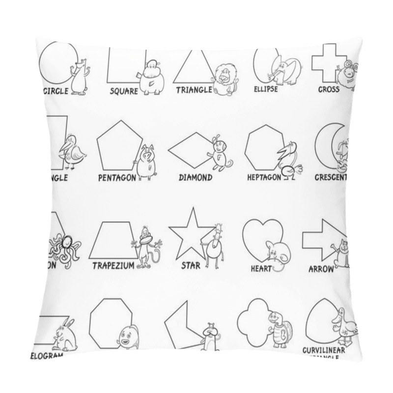 Personality  Basic Geometric Shapes With Animal Characters Pillow Covers