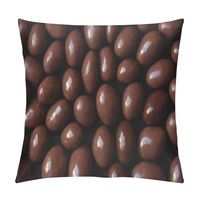 Personality  Chocolate Candy Textured Background.  Dark Brown Chocolate Round Pillow Covers