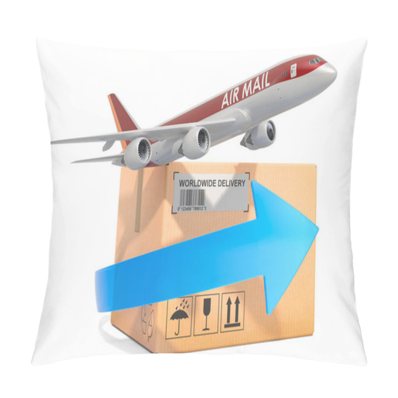 Personality  Air Freight Concept. Parcels With Blue Arrow Pillow Covers