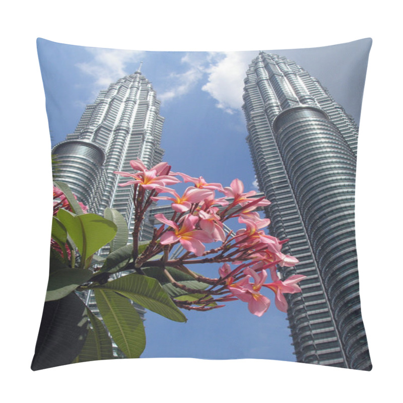 Personality  Petronas Twin Towers With Flowers In The Pillow Covers