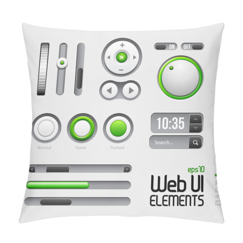 Personality  Web UI Elements Design Gray Green: Part 4 Pillow Covers