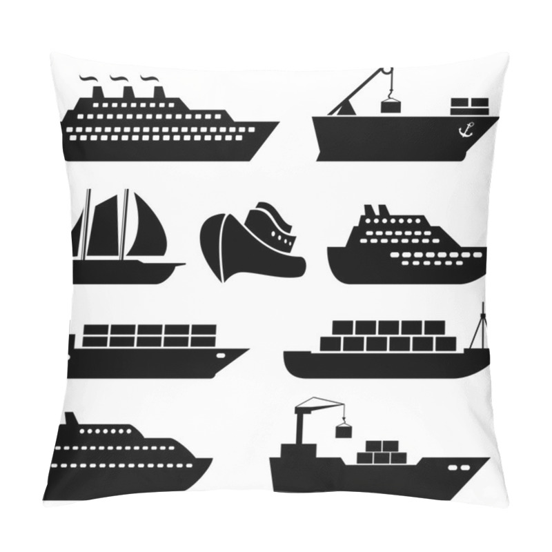 Personality  Ships, Boats, Cargo, Logistics And Shipping Icons Pillow Covers