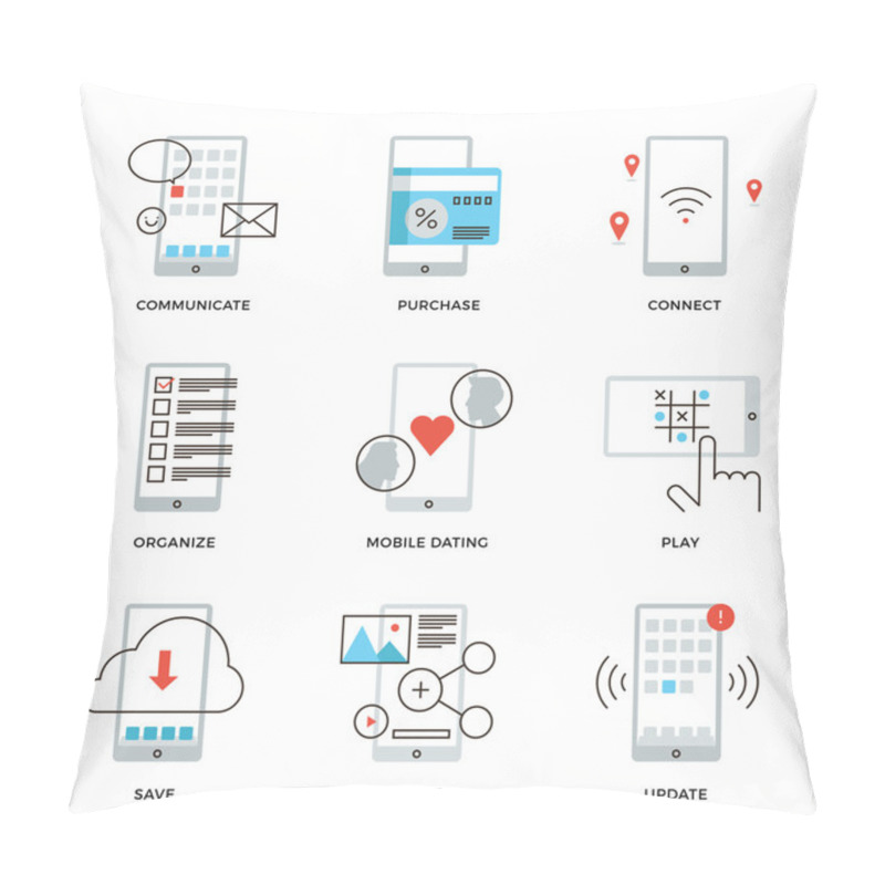 Personality  Smartphone Features  Icons Pillow Covers