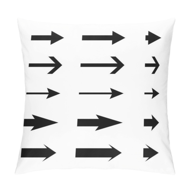 Personality  Arrow Icons Collection. Navigation Arrow Set. Black Arrow Vectors. Minimal Direction Signs. EPS 10. Pillow Covers