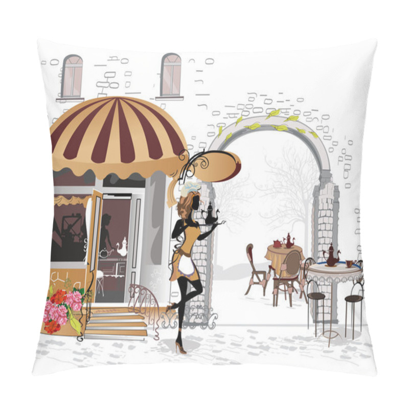 Personality  Series Of The Streets With People In The Old City.  Pillow Covers