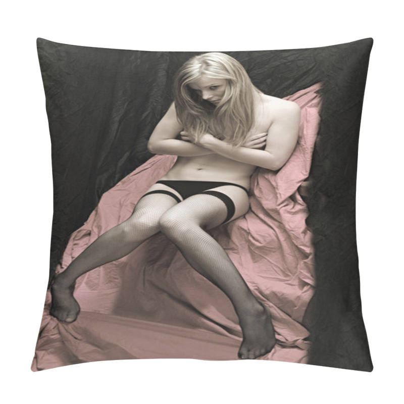 Personality  Woman In Black Net Nylons Pillow Covers