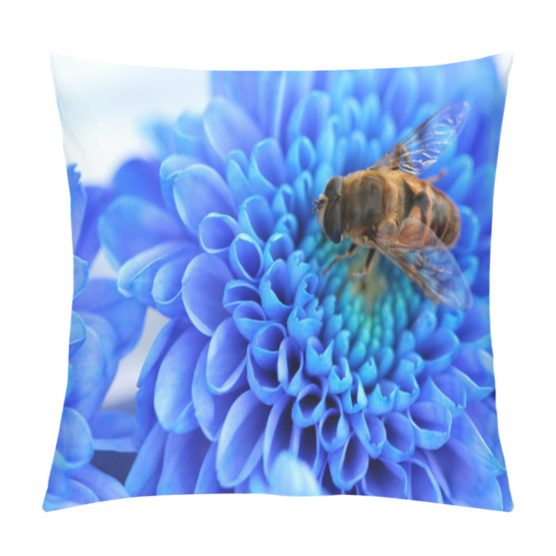 Personality  Bee On Blue Aster Pillow Covers