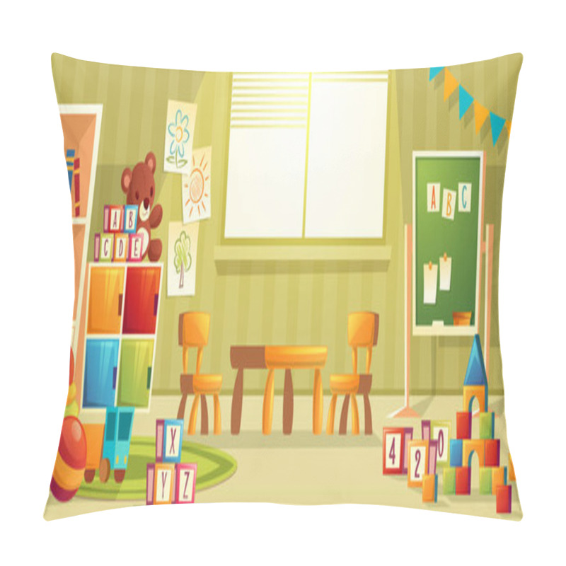 Personality  Vector Cartoon Interior Of Kindergarten Room Pillow Covers